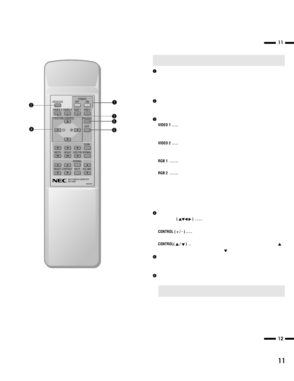 11 12 remote control unit | NEC XM37 User Manual | Page 11 / 38