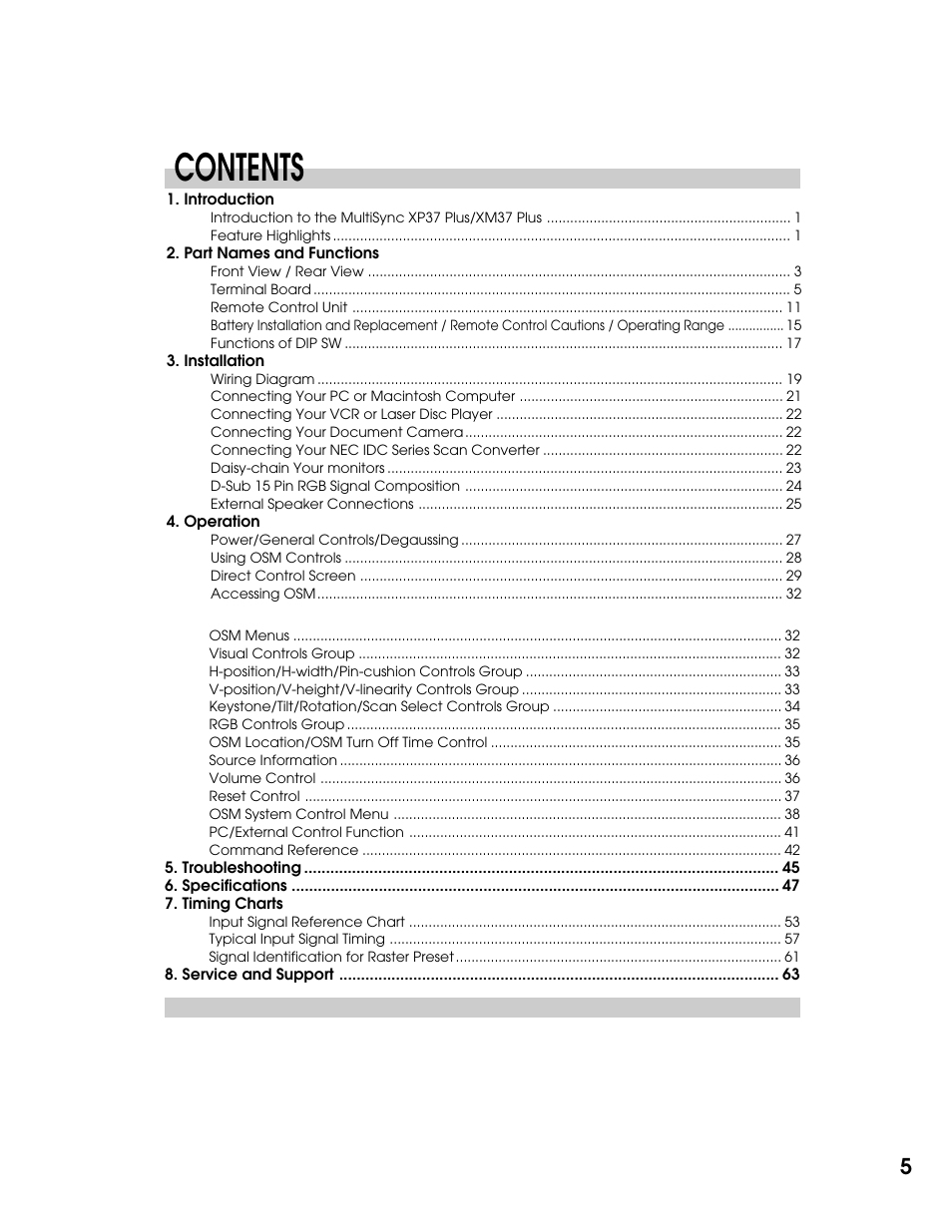 NEC XM37 User Manual | Page 5 / 38