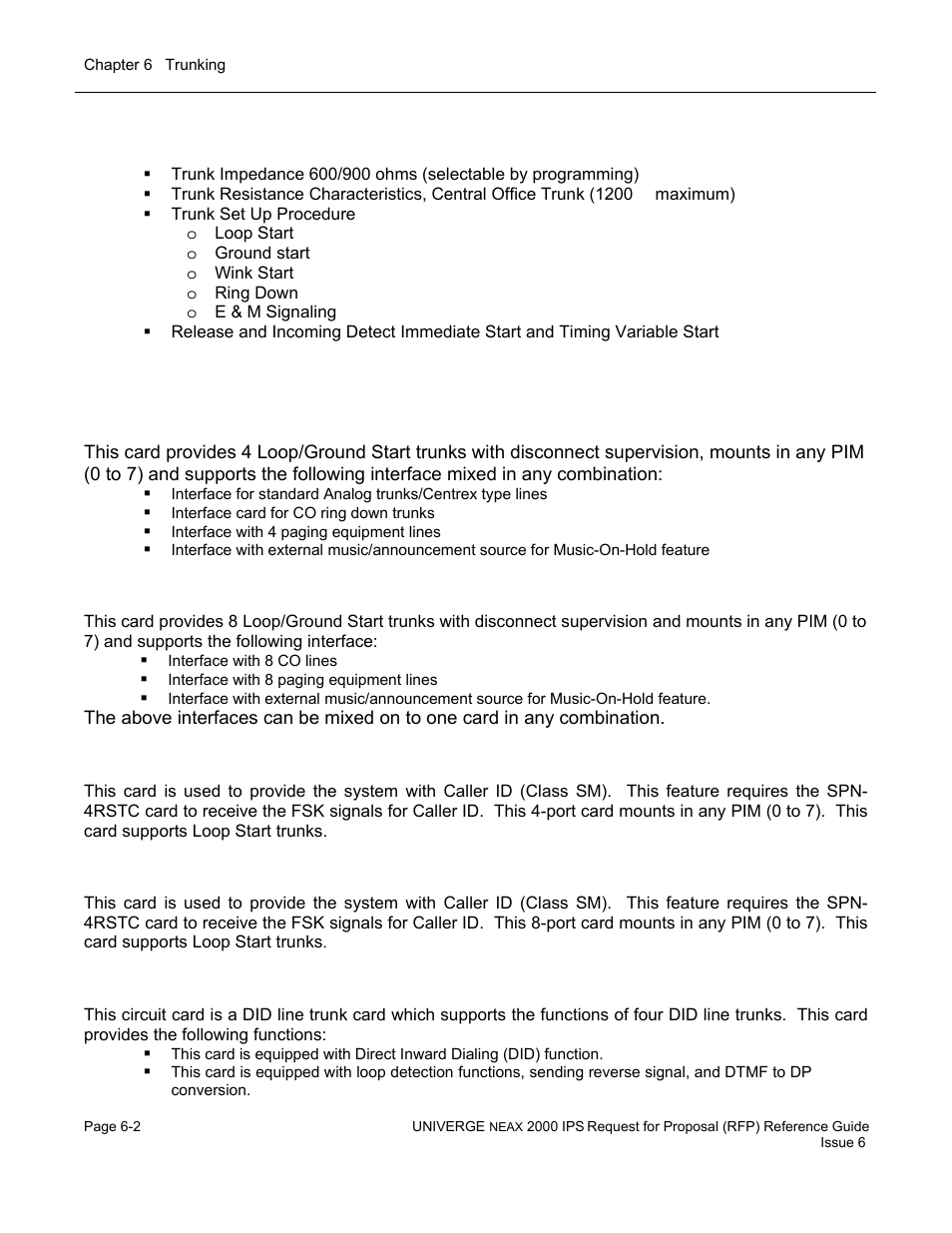 Trunk card specifications | NEC UNIVERGE NEAX 2000 IPS User Manual | Page 116 / 389