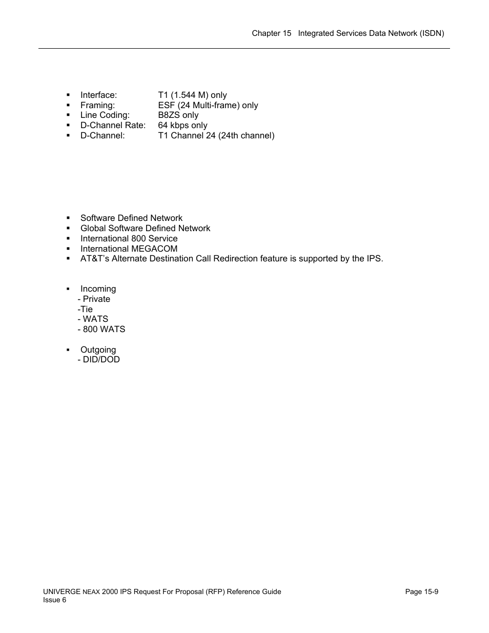 Isdn network requirements for layer one (1) | NEC UNIVERGE NEAX 2000 IPS User Manual | Page 309 / 389