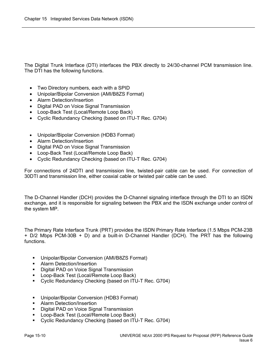 Isdn pri specifications | NEC UNIVERGE NEAX 2000 IPS User Manual | Page 310 / 389