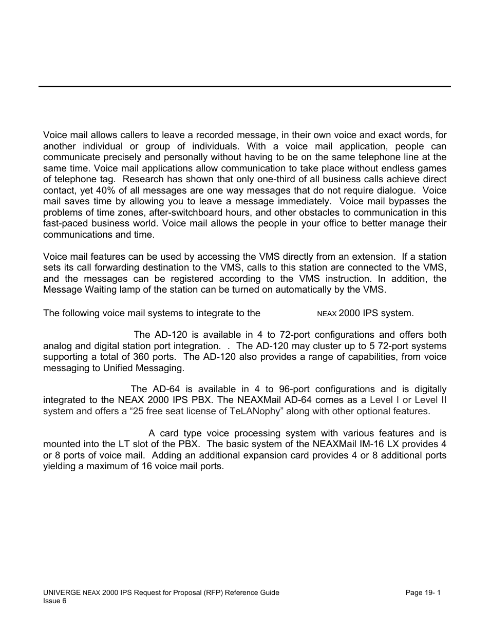 Chapter 19 voice messaging systems, Voice mail integration | NEC UNIVERGE NEAX 2000 IPS User Manual | Page 363 / 389