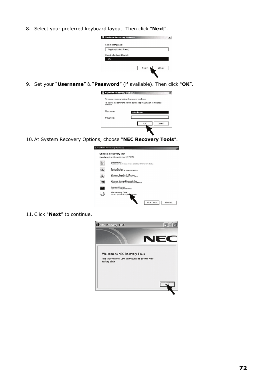NEC VERSA P8510 User Manual | Page 72 / 94