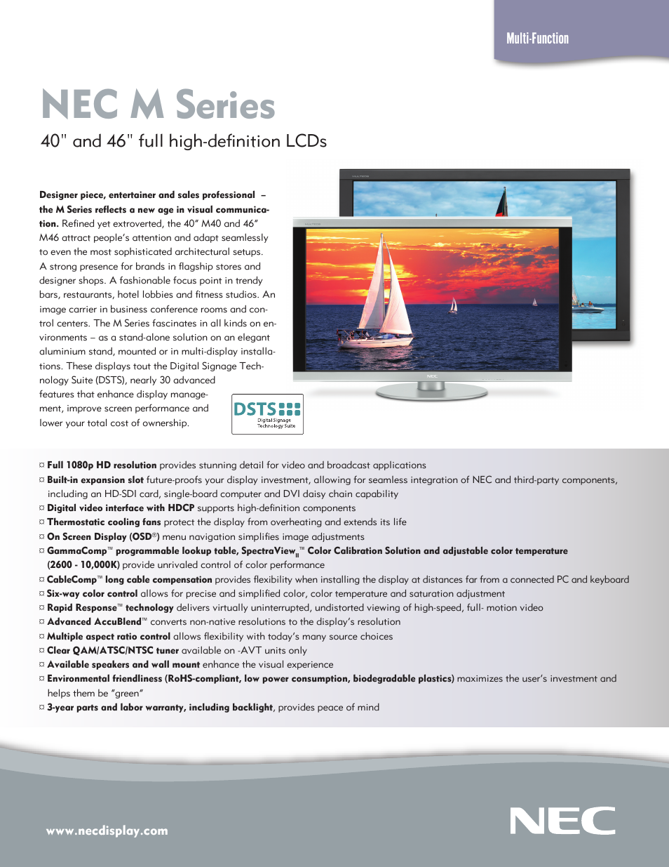 NEC M40-2-AVT User Manual | 2 pages