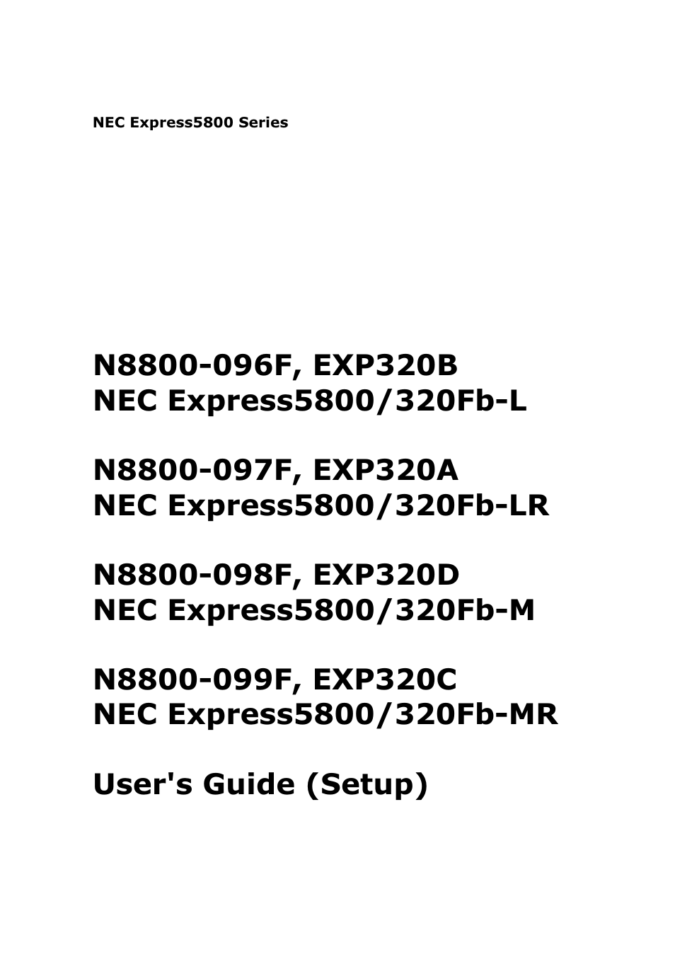 NEC EXPRESS5800 N8800-099F User Manual | 136 pages
