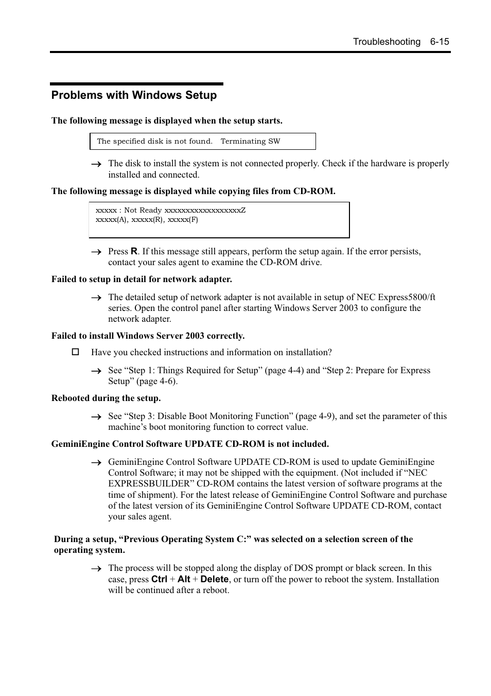 Problems with windows setup | NEC EXPRESS5800 N8800-099F User Manual | Page 127 / 136