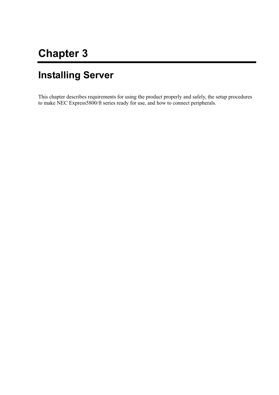 Chapter 3, Installing server | NEC EXPRESS5800 N8800-099F User Manual | Page 43 / 136
