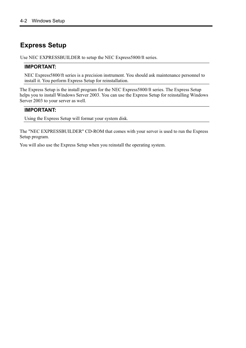 Express setup | NEC EXPRESS5800 N8800-099F User Manual | Page 54 / 136
