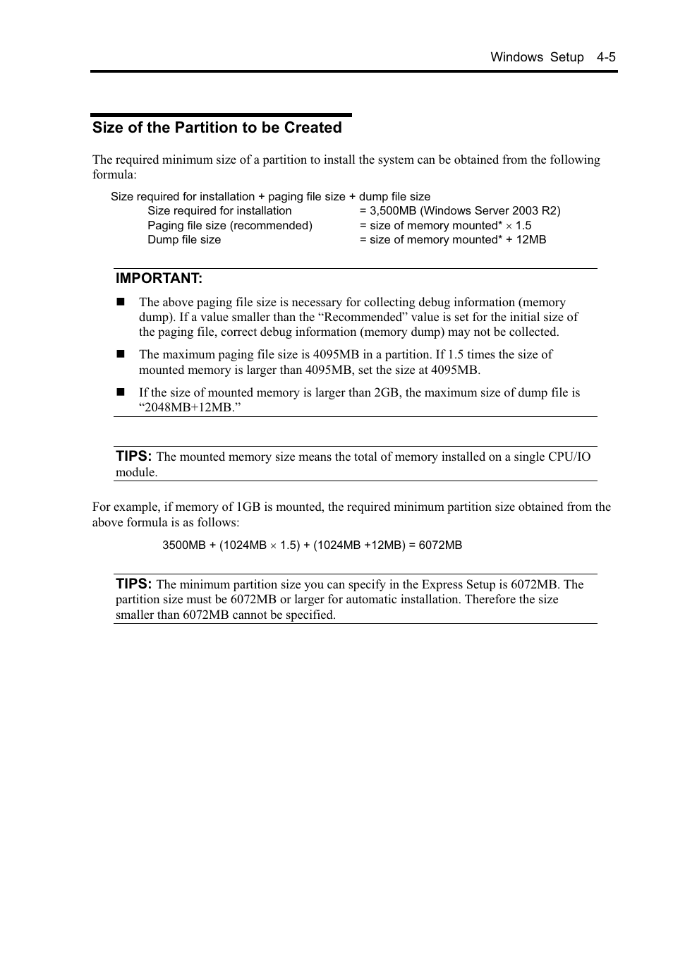 Size of the partition to be created | NEC EXPRESS5800 N8800-099F User Manual | Page 57 / 136