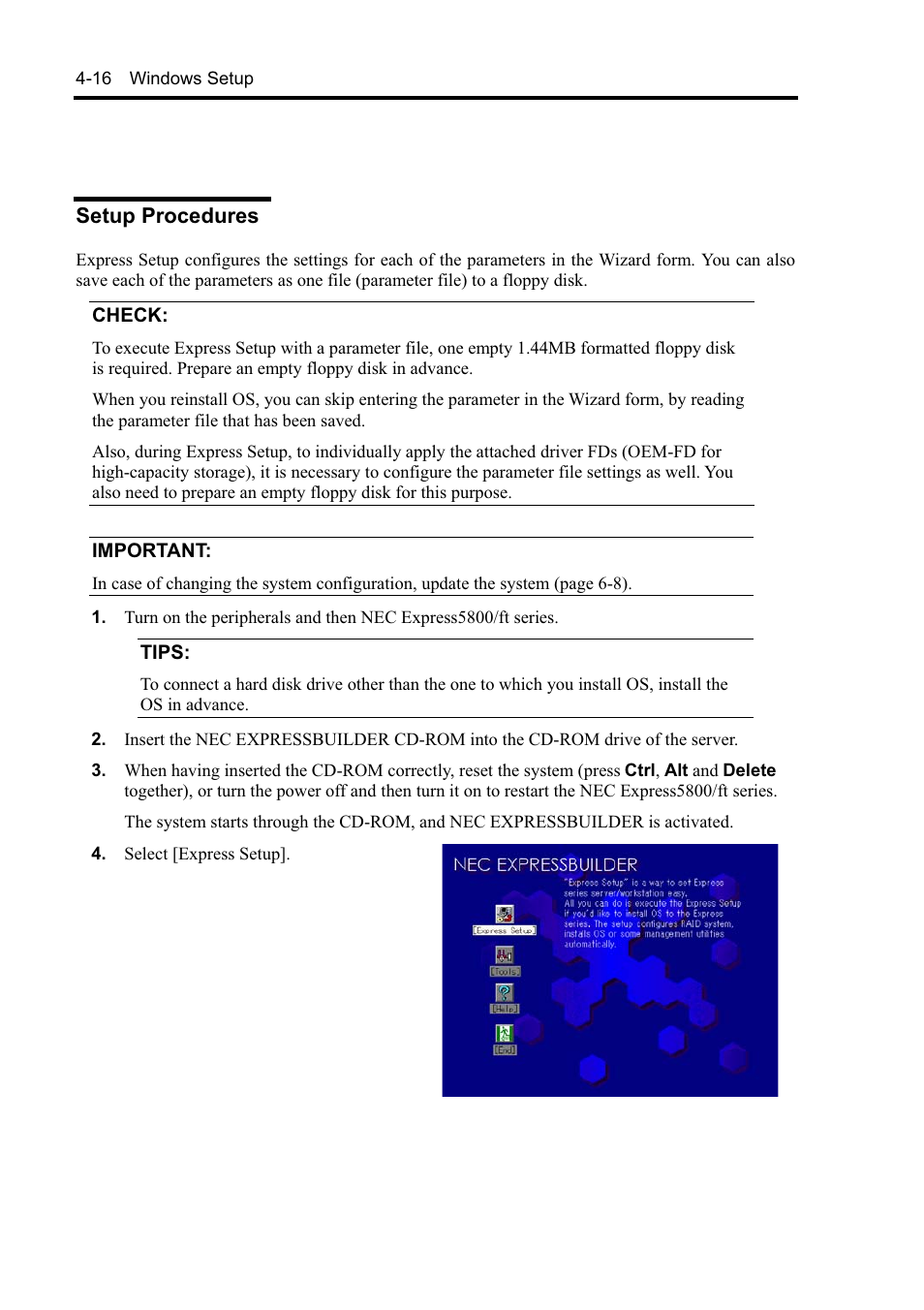 Setup procedures | NEC EXPRESS5800 N8800-099F User Manual | Page 68 / 136