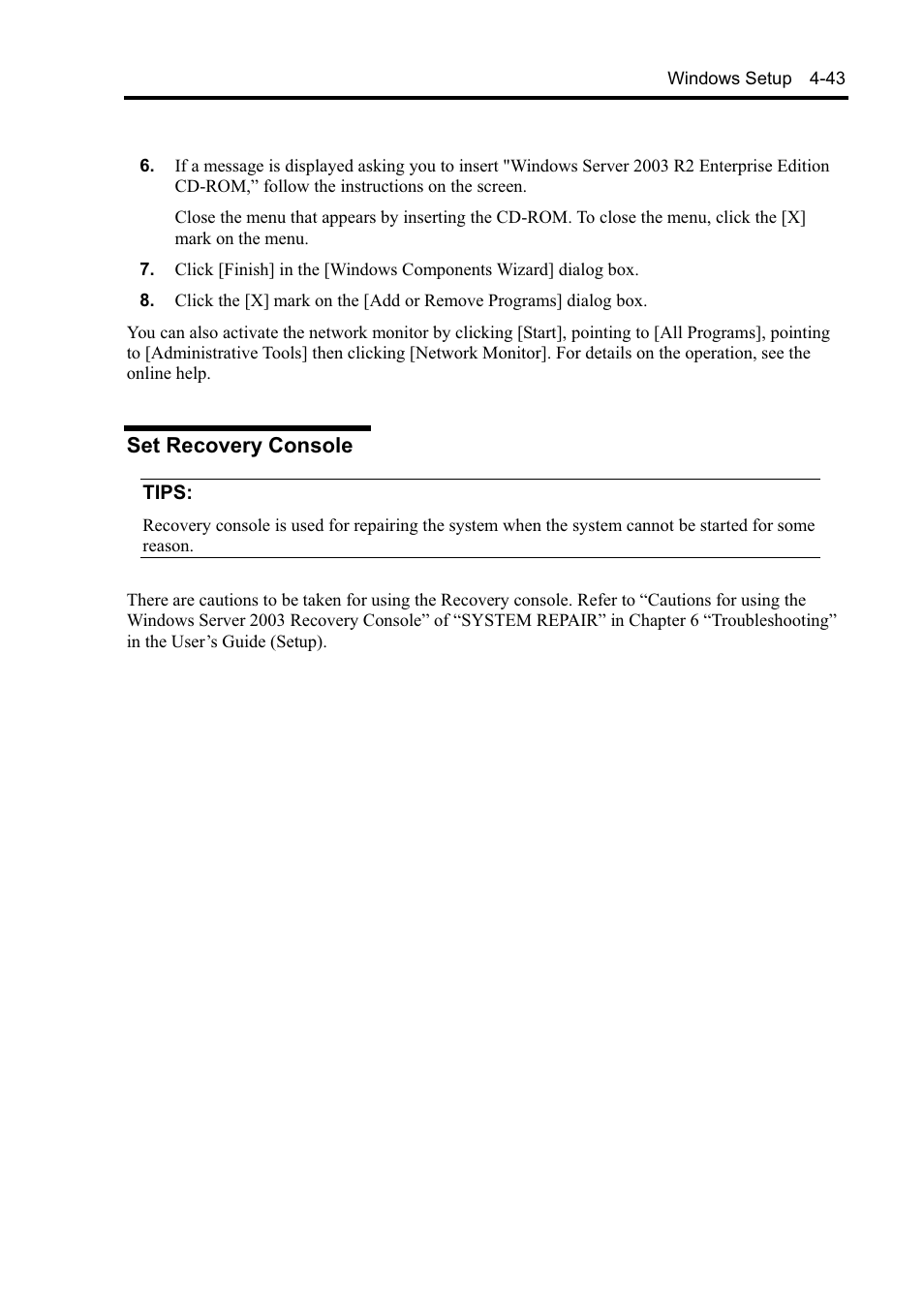 Set recovery console | NEC EXPRESS5800 N8800-099F User Manual | Page 95 / 136