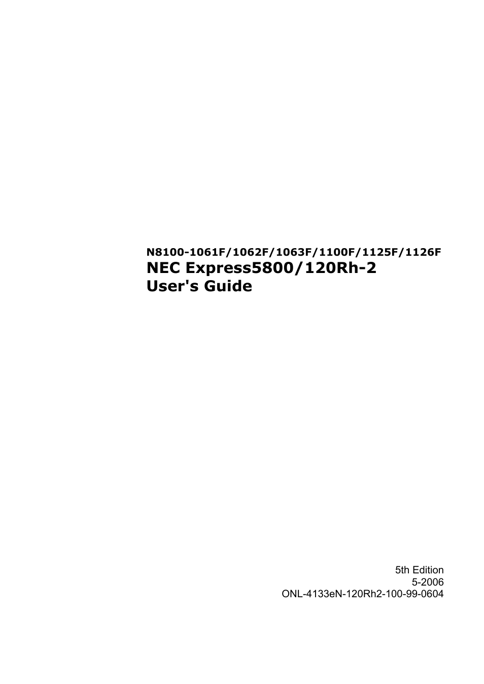 NEC Express5800/120Rh-2 N8100-1126F User Manual | 406 pages