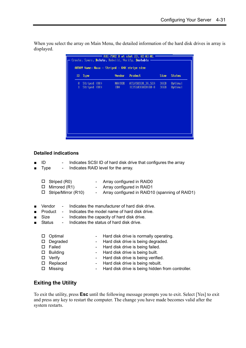 Exiting the utility | NEC Express5800/120Rh-2 N8100-1126F User Manual | Page 127 / 406