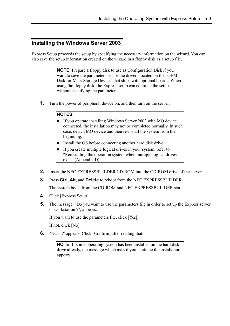 Installing the windows server 2003 | NEC Express5800/120Rh-2 N8100-1126F User Manual | Page 151 / 406