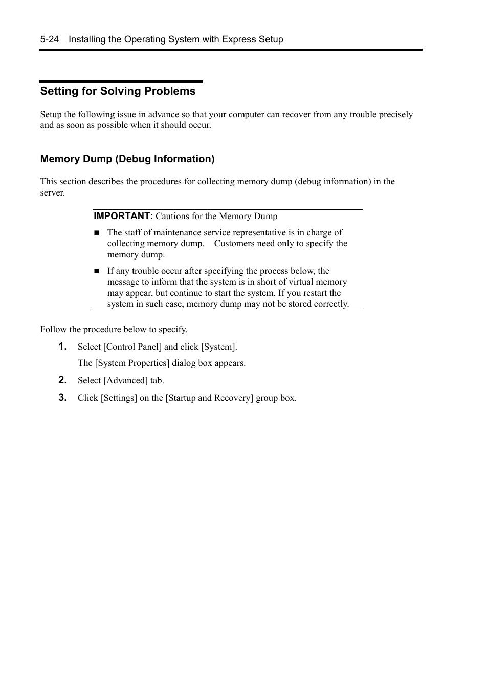 Setting for solving problems | NEC Express5800/120Rh-2 N8100-1126F User Manual | Page 166 / 406