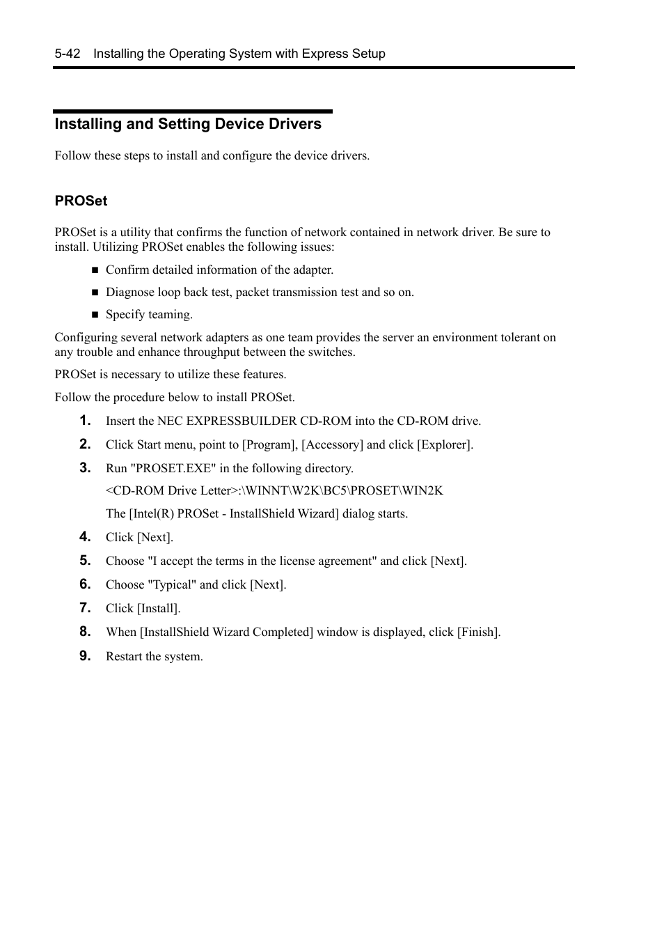 Installing and setting device drivers | NEC Express5800/120Rh-2 N8100-1126F User Manual | Page 184 / 406