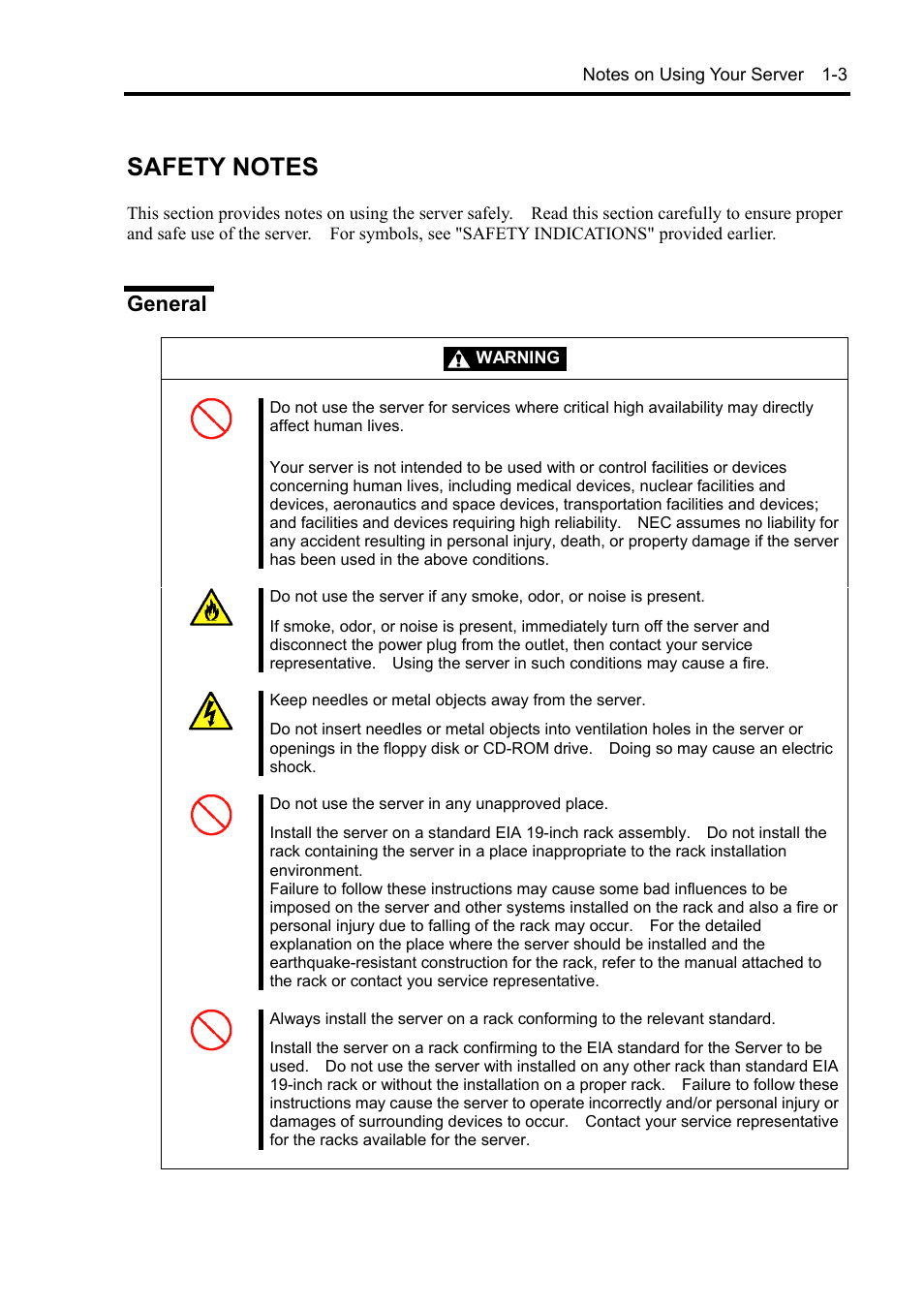 Safety notes, General | NEC Express5800/120Rh-2 N8100-1126F User Manual | Page 19 / 406