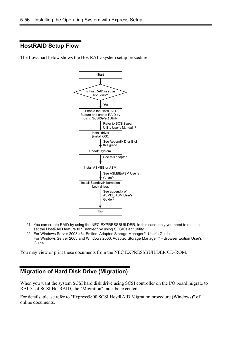 Hostraid setup flow, Migration of hard disk drive (migration) | NEC Express5800/120Rh-2 N8100-1126F User Manual | Page 198 / 406