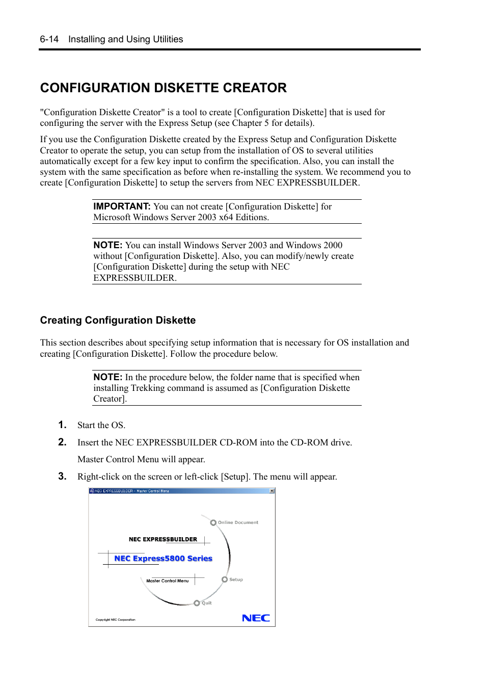 Configuration diskette creator | NEC Express5800/120Rh-2 N8100-1126F User Manual | Page 212 / 406