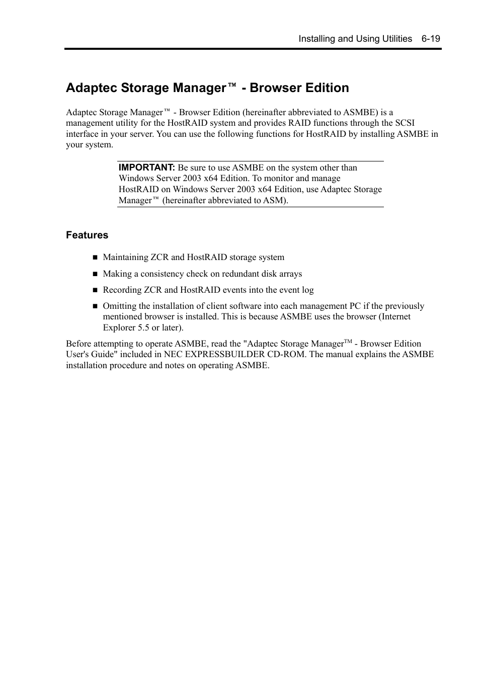 Adaptec storage manager - browser edition, Adaptec storage manager  - browser edition | NEC Express5800/120Rh-2 N8100-1126F User Manual | Page 217 / 406