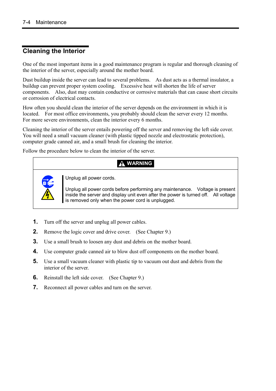 Cleaning the interior | NEC Express5800/120Rh-2 N8100-1126F User Manual | Page 228 / 406