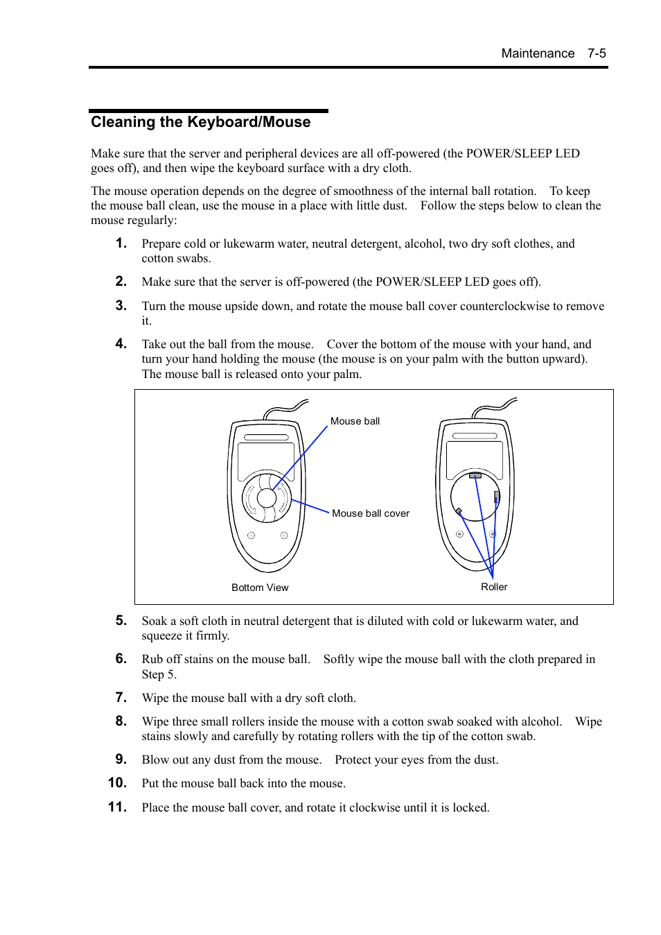 Cleaning the keyboard/mouse | NEC Express5800/120Rh-2 N8100-1126F User Manual | Page 229 / 406