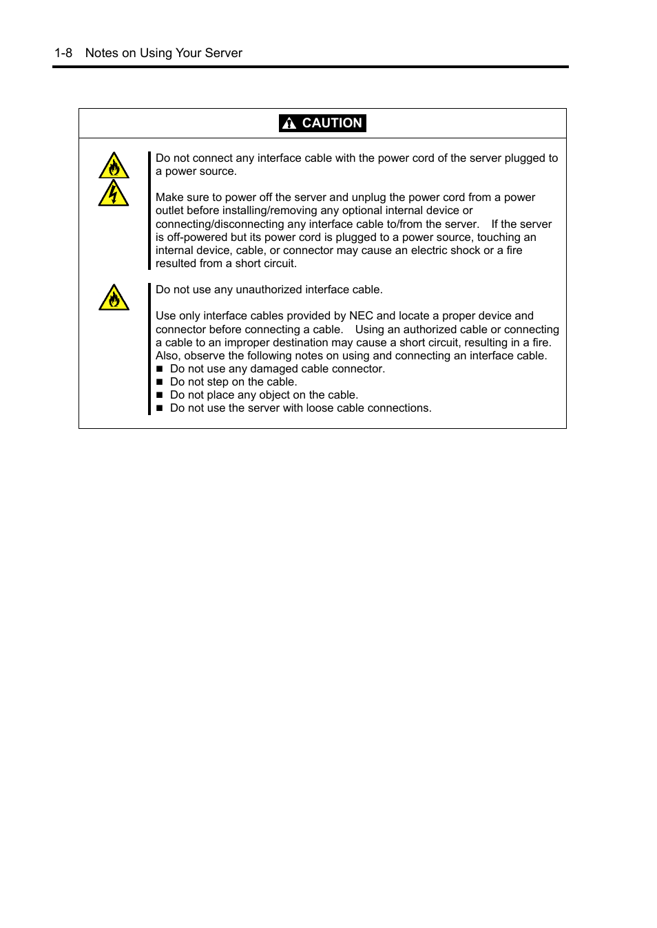 Caution | NEC Express5800/120Rh-2 N8100-1126F User Manual | Page 24 / 406