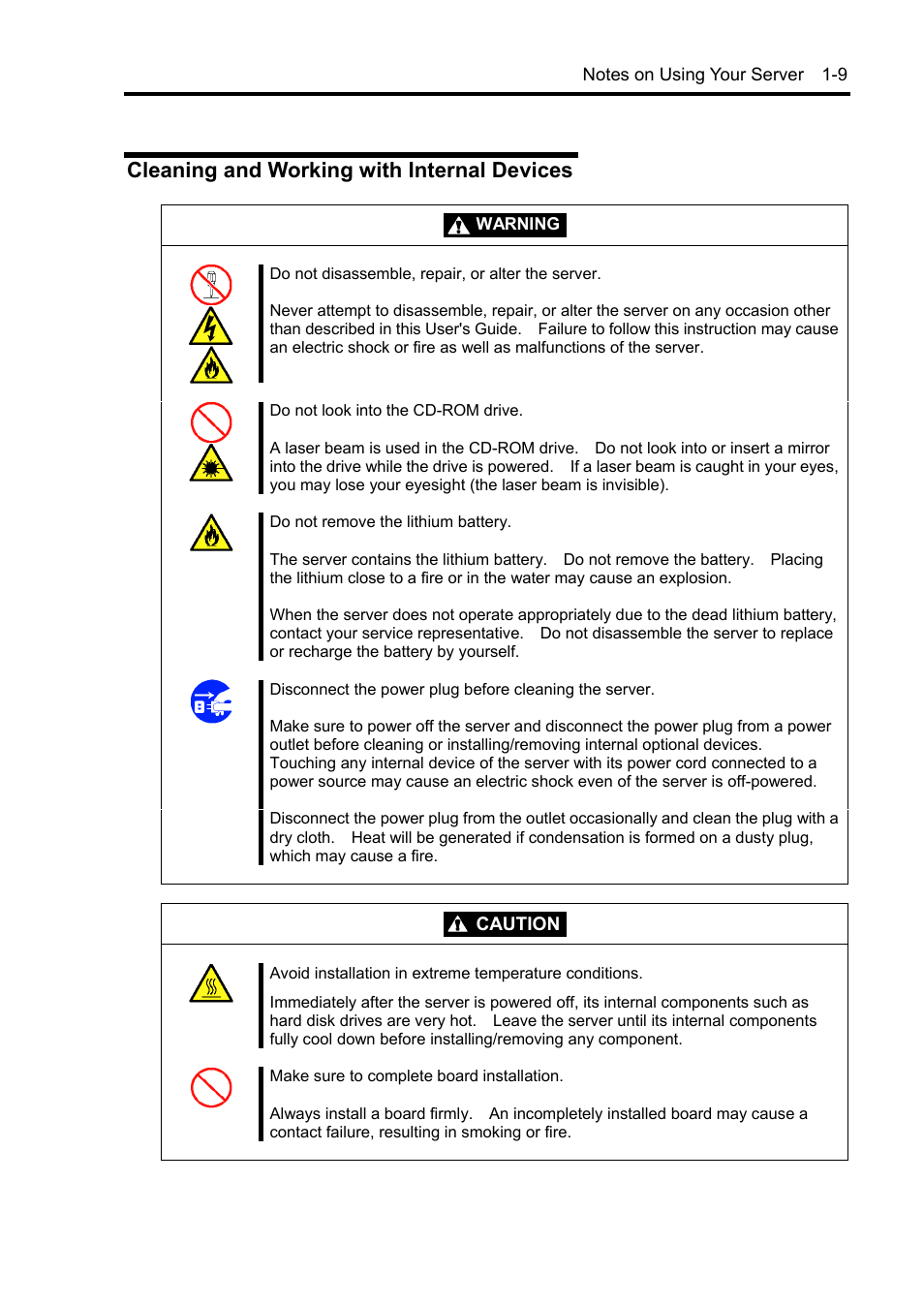 Cleaning and working with internal devices | NEC Express5800/120Rh-2 N8100-1126F User Manual | Page 25 / 406