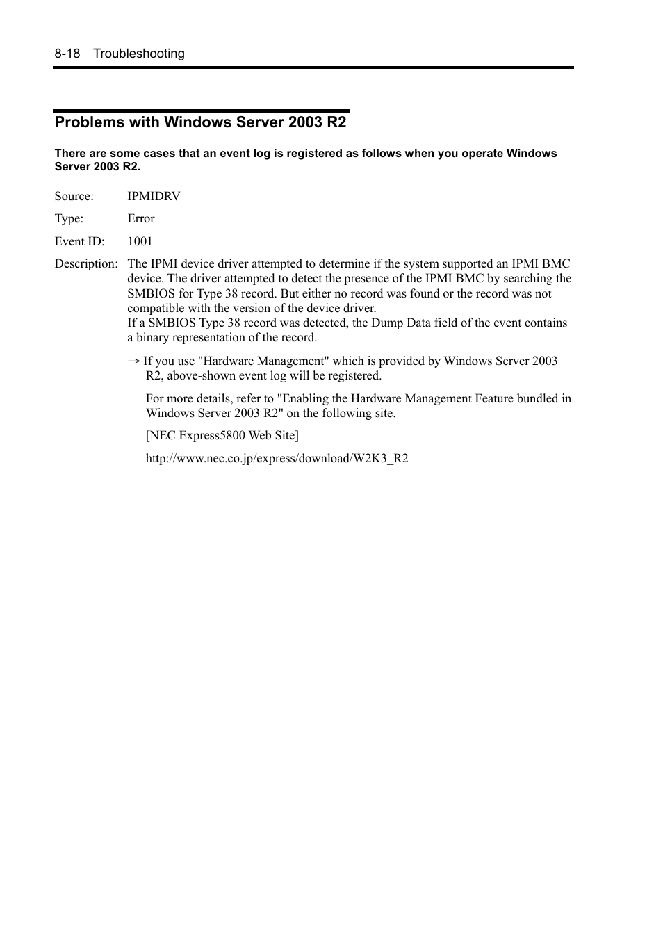Problems with windows server 2003 r2 | NEC Express5800/120Rh-2 N8100-1126F User Manual | Page 254 / 406