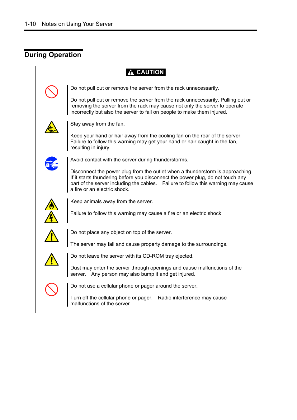 During operation | NEC Express5800/120Rh-2 N8100-1126F User Manual | Page 26 / 406