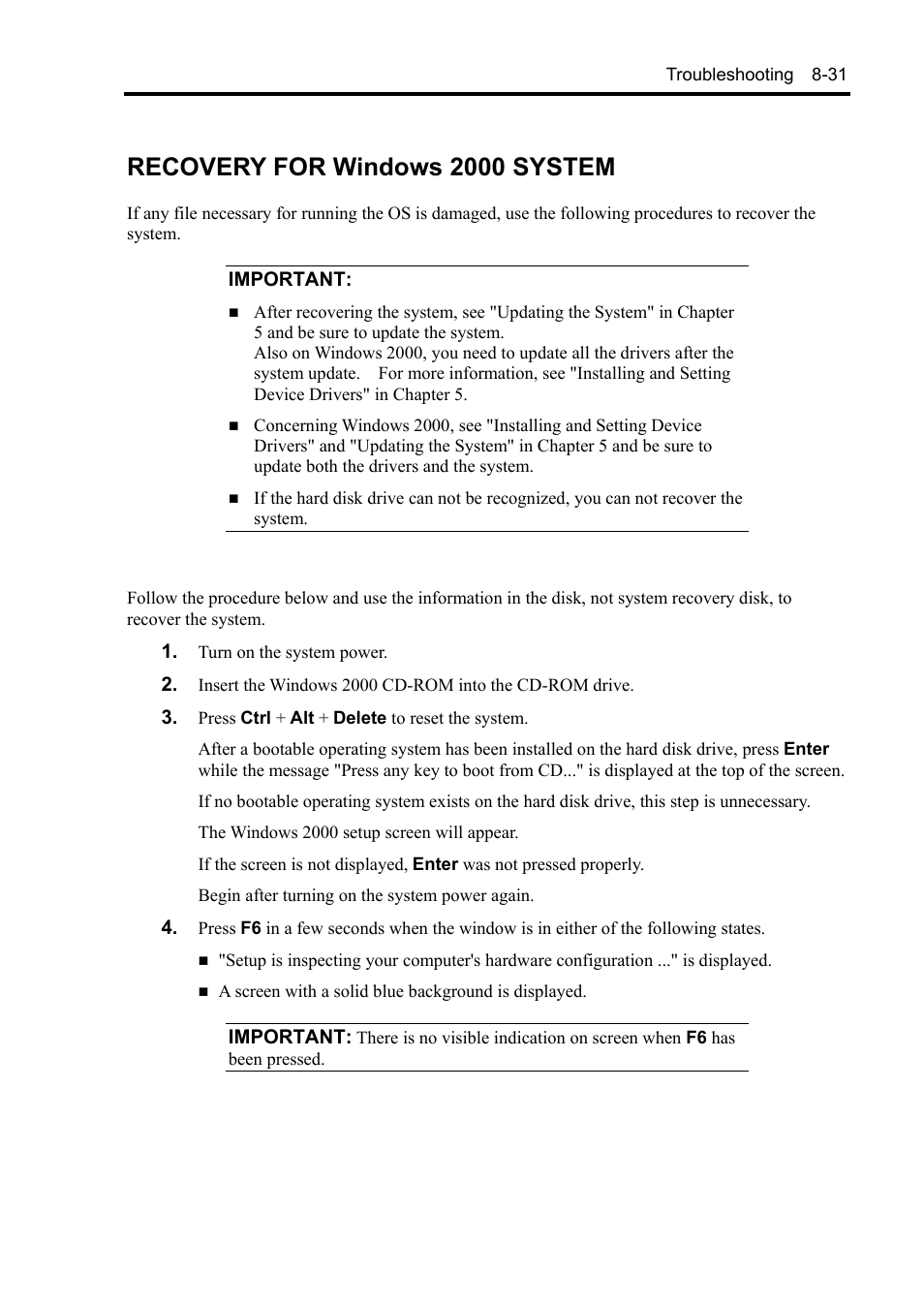 Recovery for windows 2000 system | NEC Express5800/120Rh-2 N8100-1126F User Manual | Page 267 / 406