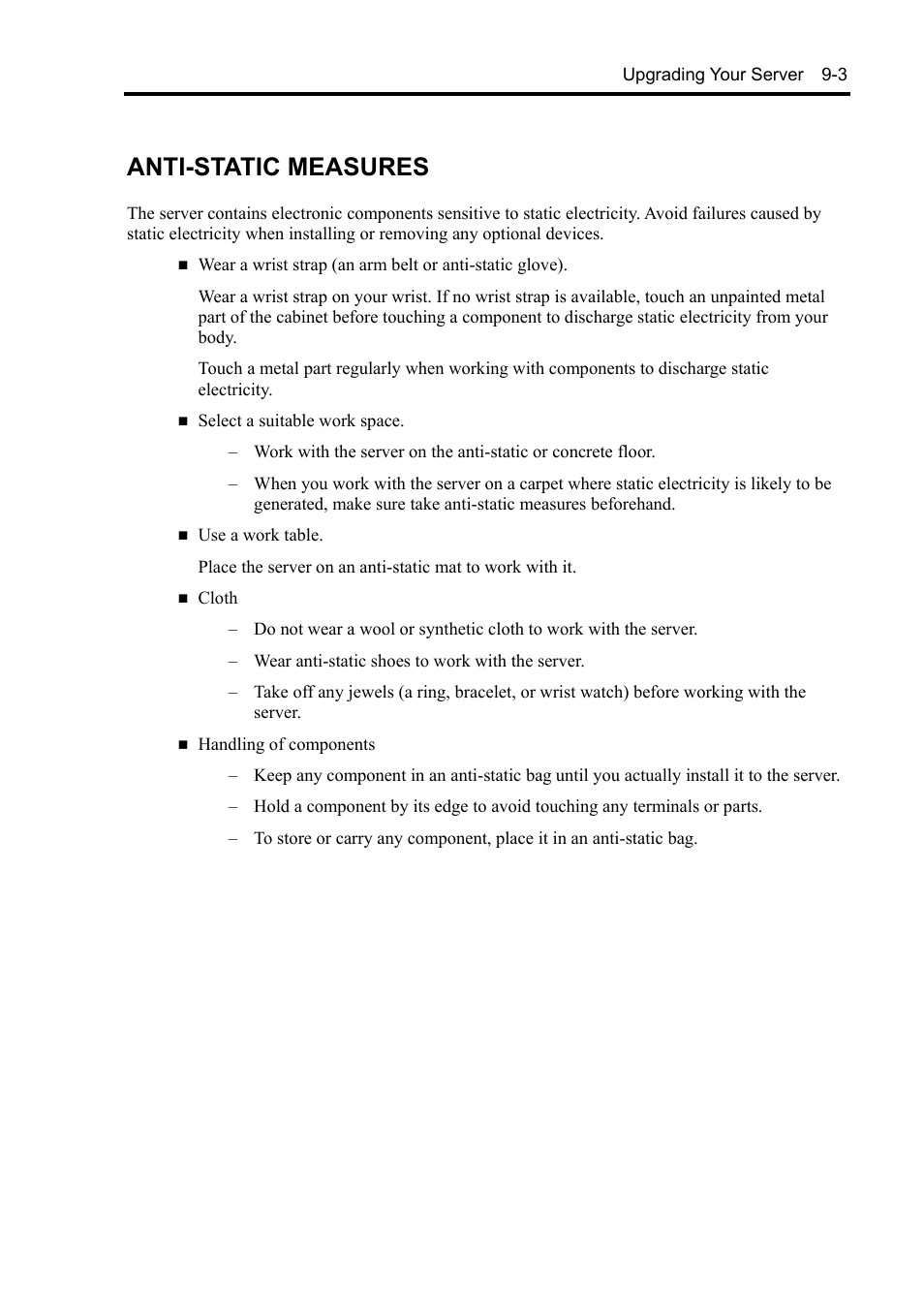 Anti-static measures | NEC Express5800/120Rh-2 N8100-1126F User Manual | Page 277 / 406