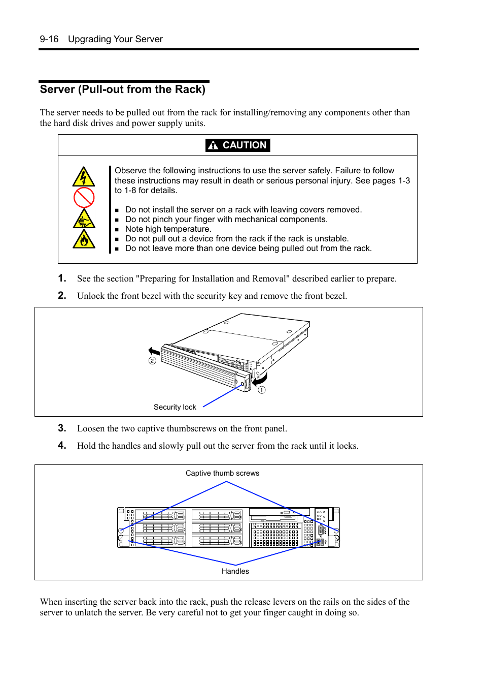 Server (pull-out from the rack) | NEC Express5800/120Rh-2 N8100-1126F User Manual | Page 290 / 406