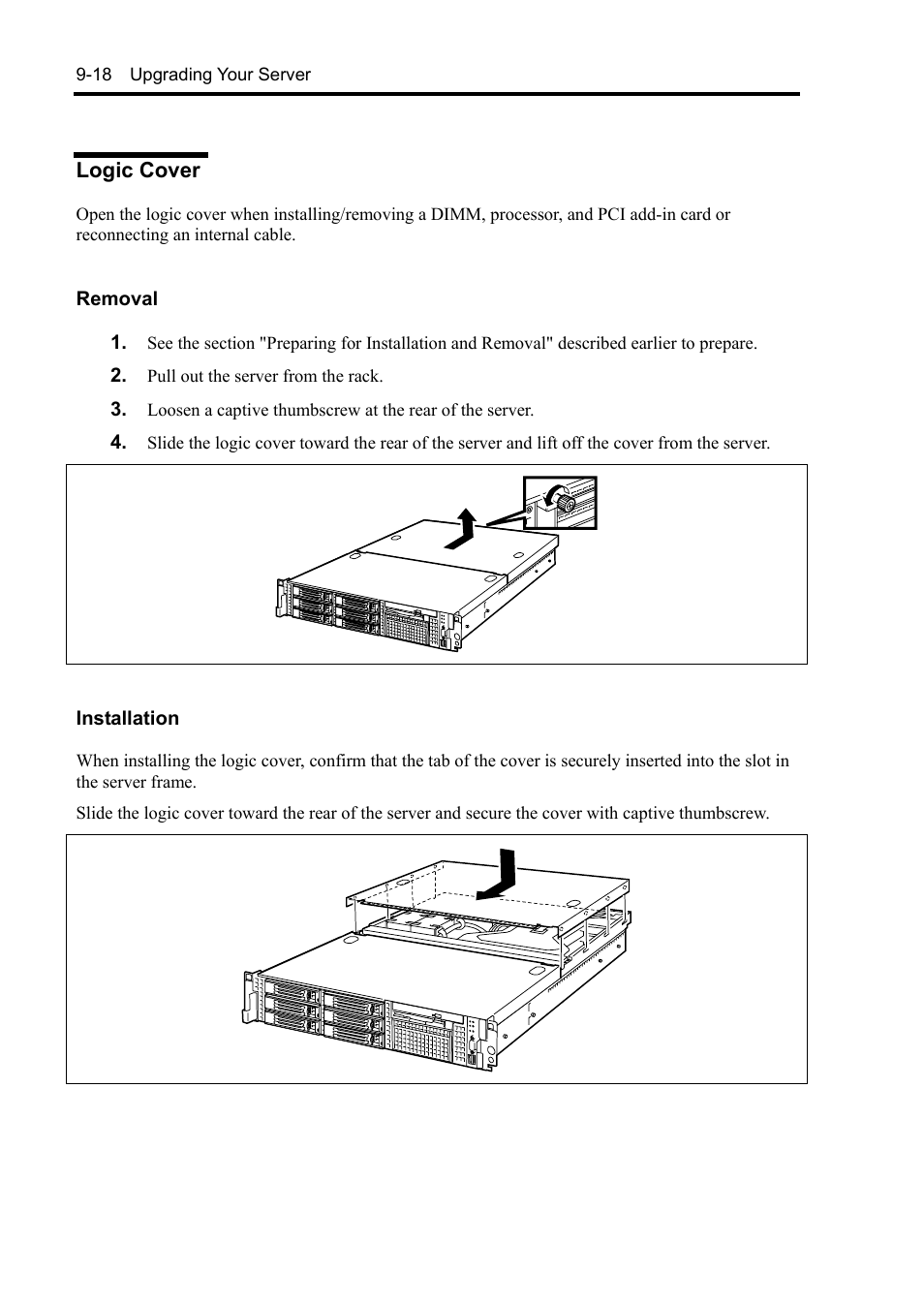 Logic cover | NEC Express5800/120Rh-2 N8100-1126F User Manual | Page 292 / 406