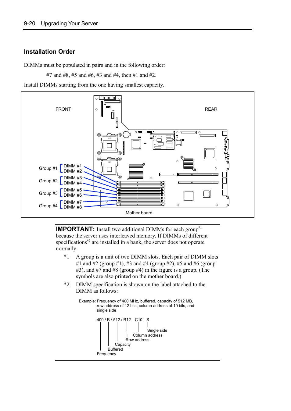 Installation order, Important | NEC Express5800/120Rh-2 N8100-1126F User Manual | Page 294 / 406