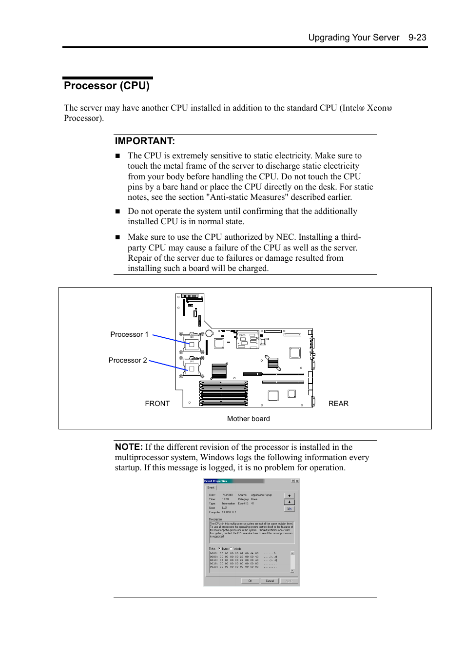 Processor (cpu), Important | NEC Express5800/120Rh-2 N8100-1126F User Manual | Page 297 / 406
