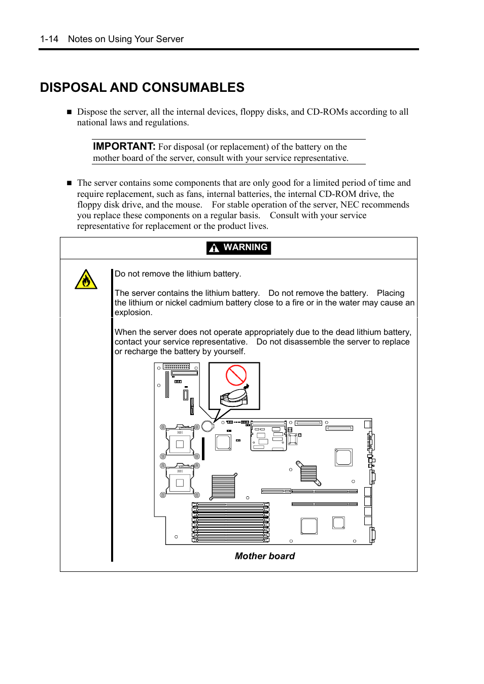 Disposal and consumables | NEC Express5800/120Rh-2 N8100-1126F User Manual | Page 30 / 406