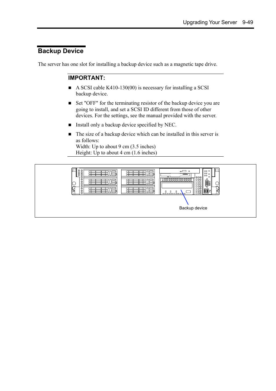Backup device, Important | NEC Express5800/120Rh-2 N8100-1126F User Manual | Page 323 / 406