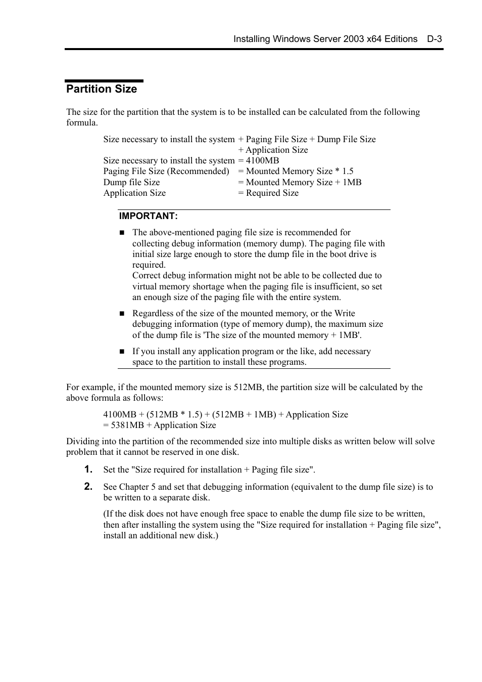 Partition size | NEC Express5800/120Rh-2 N8100-1126F User Manual | Page 349 / 406