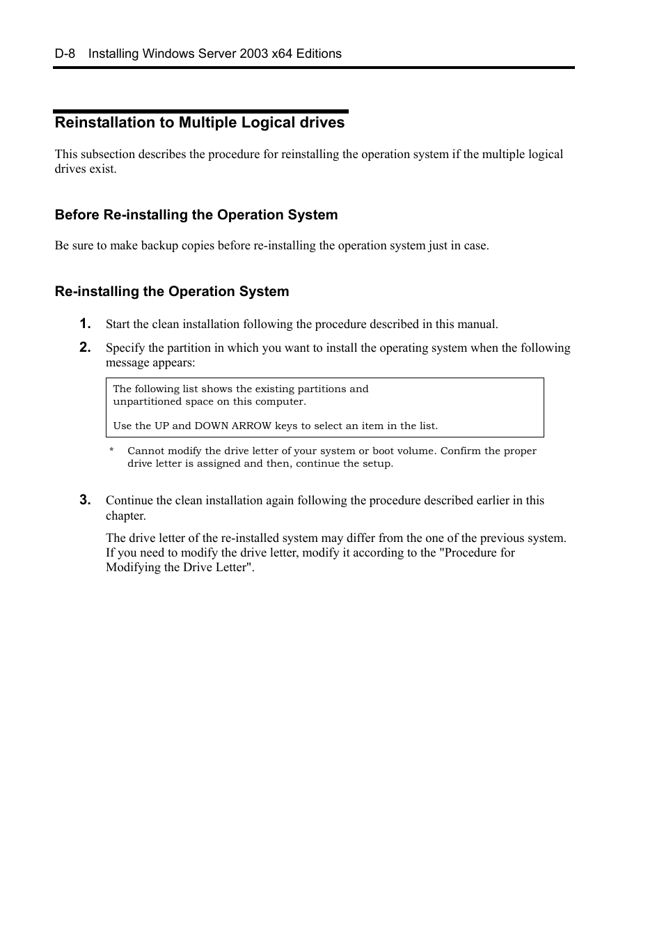 Reinstallation to multiple logical drives | NEC Express5800/120Rh-2 N8100-1126F User Manual | Page 354 / 406