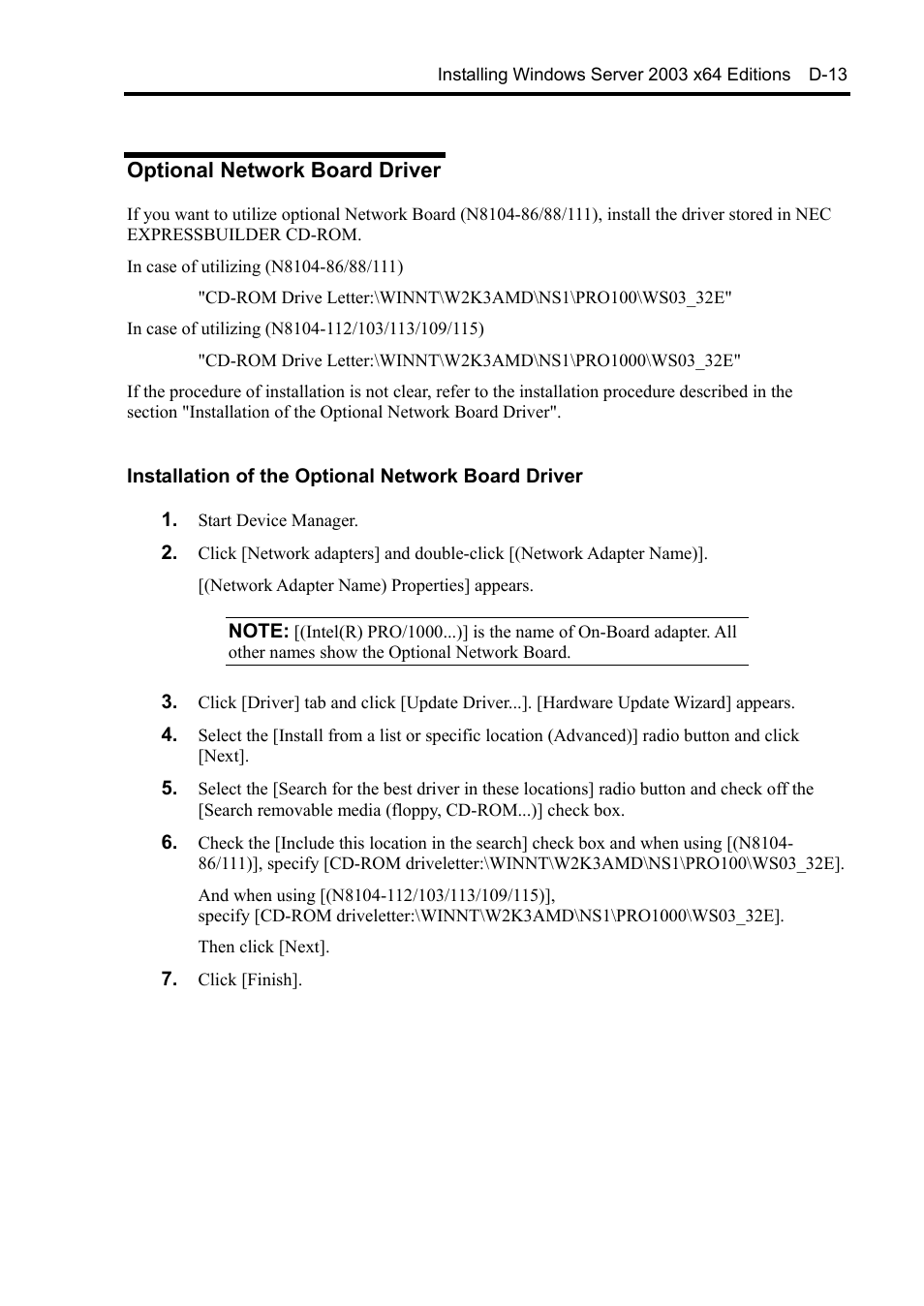 Optional network board driver | NEC Express5800/120Rh-2 N8100-1126F User Manual | Page 359 / 406