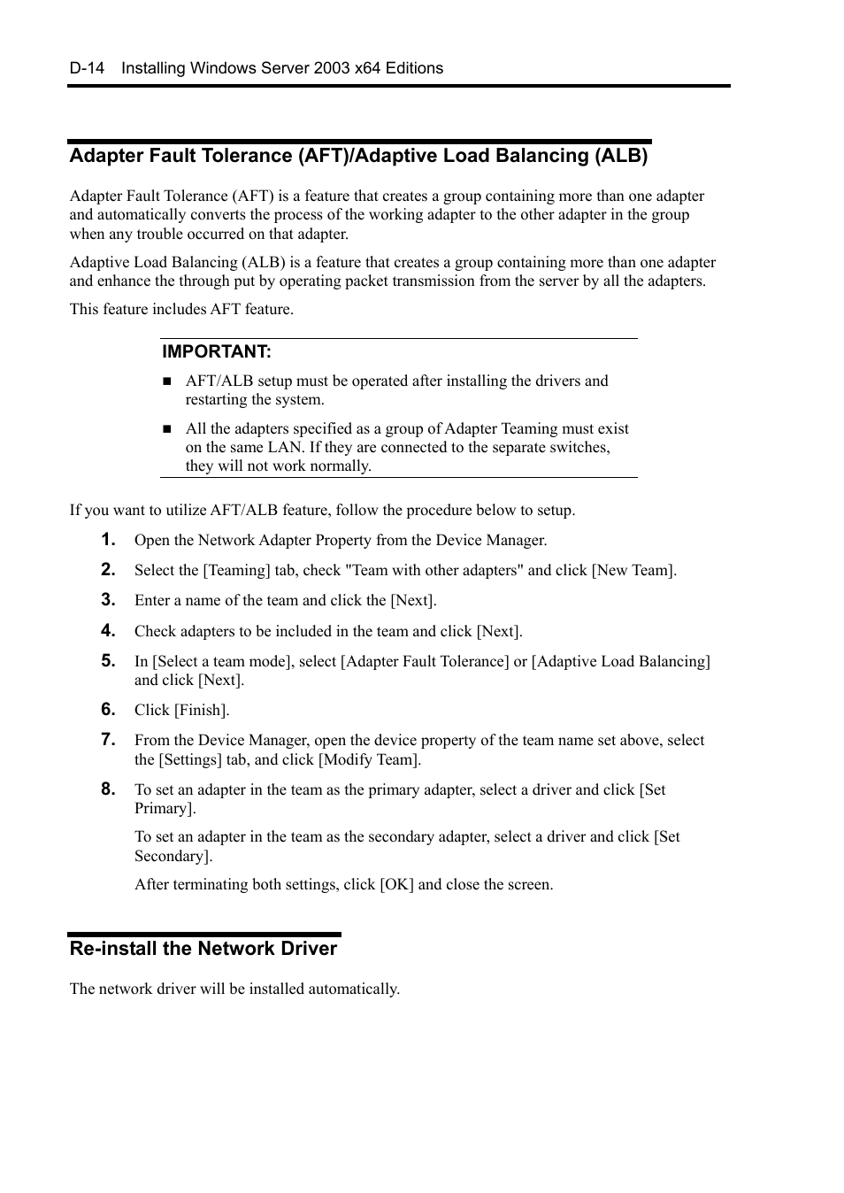 Re-install the network driver | NEC Express5800/120Rh-2 N8100-1126F User Manual | Page 360 / 406