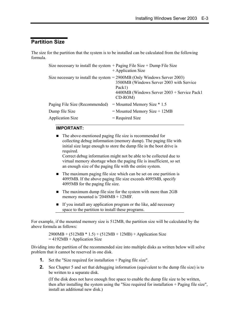 Partition size | NEC Express5800/120Rh-2 N8100-1126F User Manual | Page 365 / 406