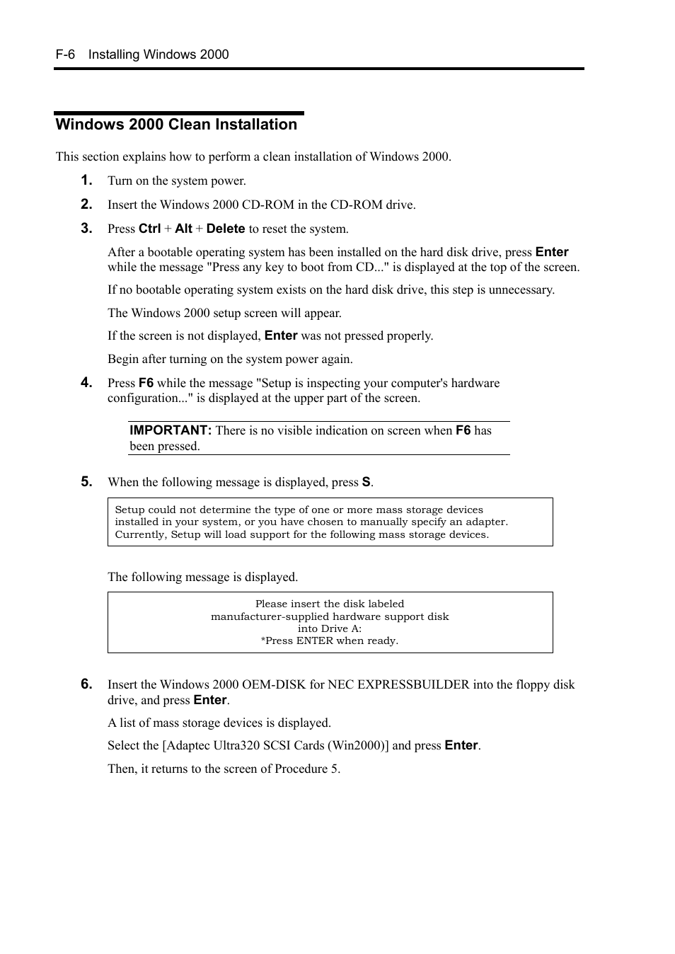 Windows 2000 clean installation | NEC Express5800/120Rh-2 N8100-1126F User Manual | Page 392 / 406