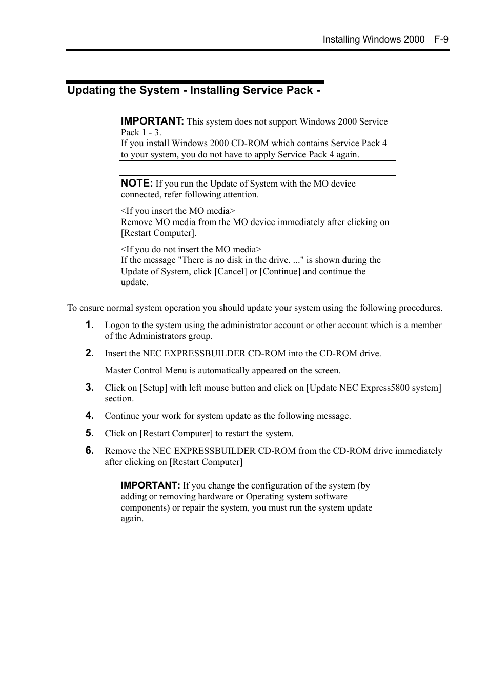 Updating the system - installing service pack | NEC Express5800/120Rh-2 N8100-1126F User Manual | Page 395 / 406