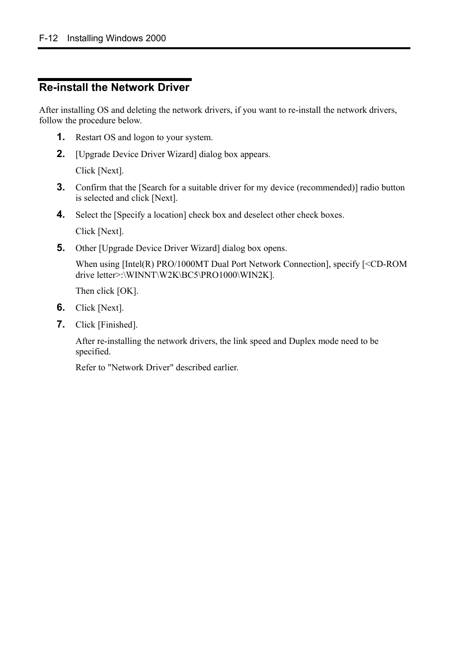 Re-install the network driver | NEC Express5800/120Rh-2 N8100-1126F User Manual | Page 398 / 406