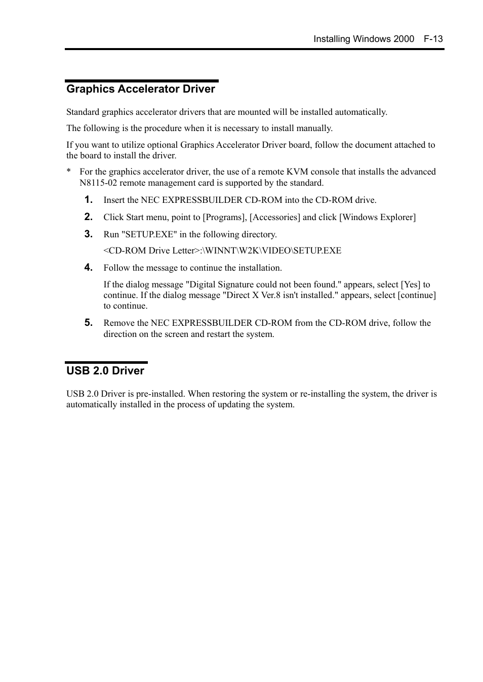 Graphics accelerator driver, Usb 2.0 driver | NEC Express5800/120Rh-2 N8100-1126F User Manual | Page 399 / 406