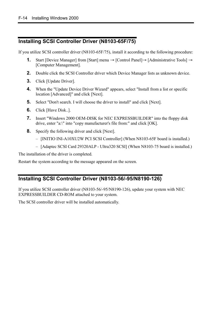 Installing scsi controller driver (n8103-65f/75) | NEC Express5800/120Rh-2 N8100-1126F User Manual | Page 400 / 406