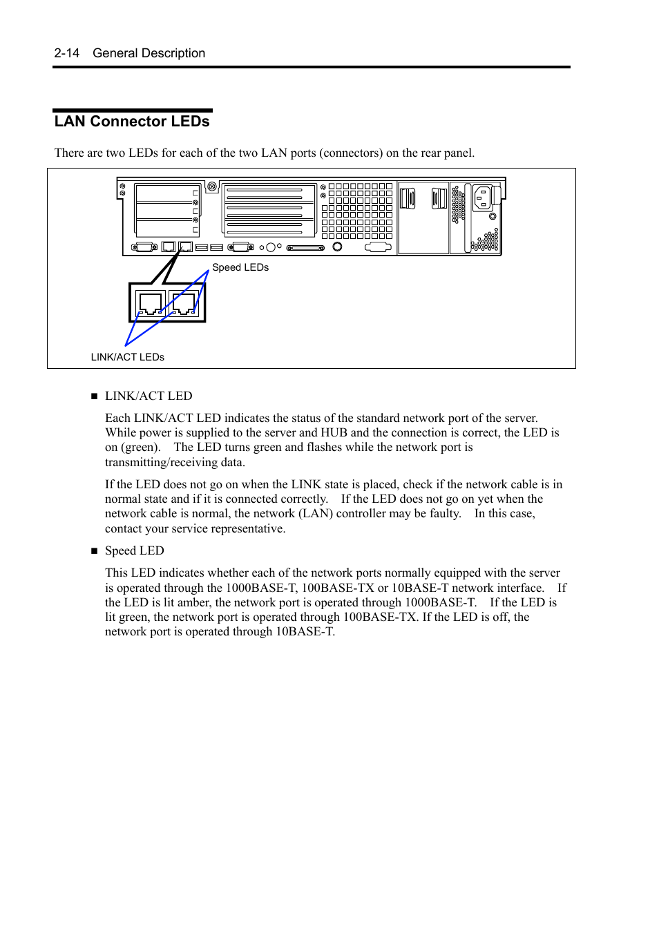 Lan connector leds | NEC Express5800/120Rh-2 N8100-1126F User Manual | Page 46 / 406