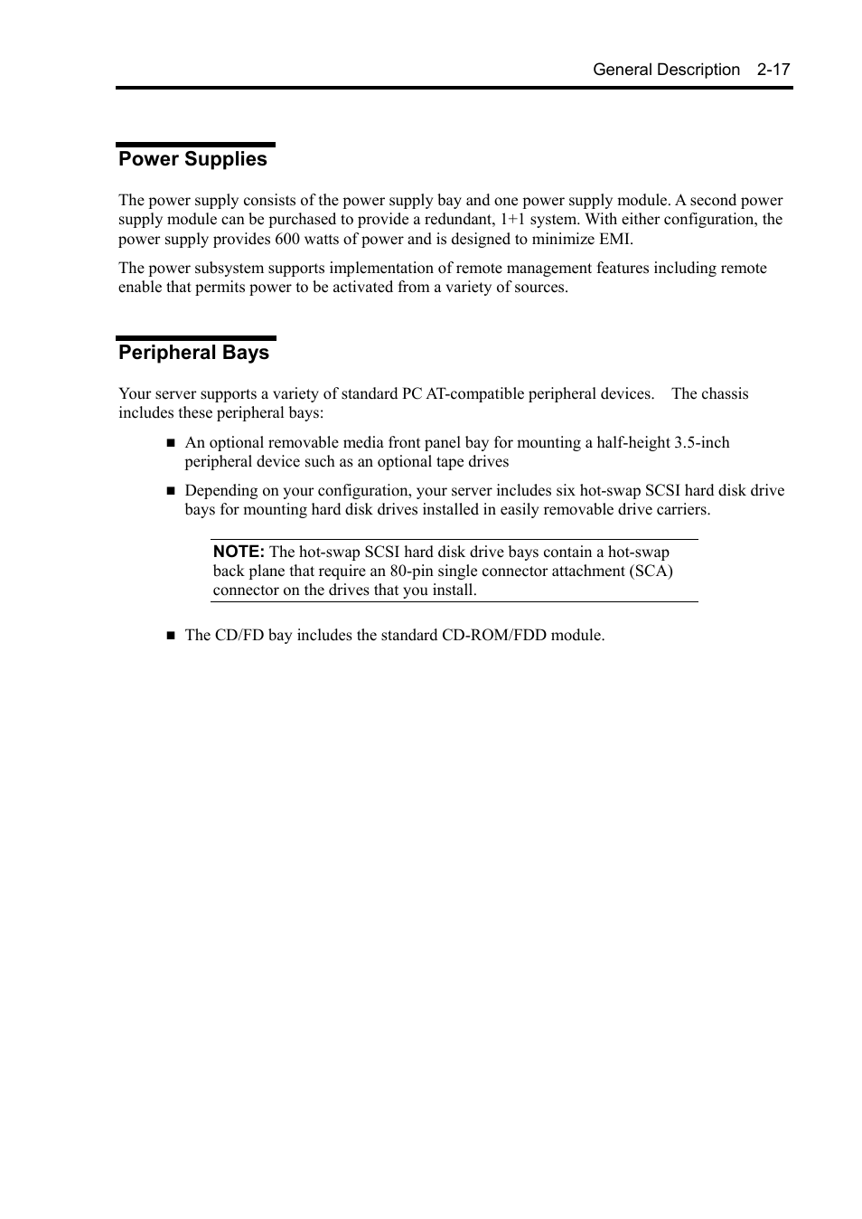 Power supplies, Peripheral bays | NEC Express5800/120Rh-2 N8100-1126F User Manual | Page 49 / 406